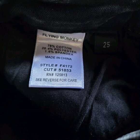 Flying Monkey Jeans Womens Size 25 High Rise Charcoal Black Distressed Stretchy - Picture 4 of 9